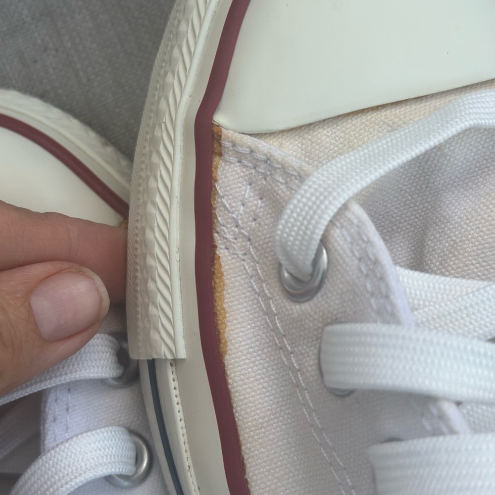 Converse White Canvas Sneakers with Red Trim - Picture 6 of 10